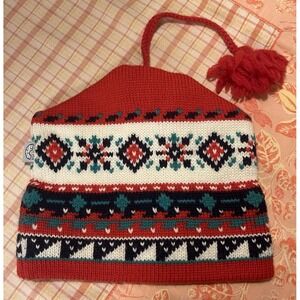 Vintage IGLOOS 100% Wool Knit Nordic Christmas Holiday Ski Snowboard Beanie Cap